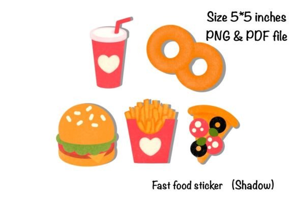 Fast Food Sticker & Poster (Crayon) Graphic Illustrations By SPsweet