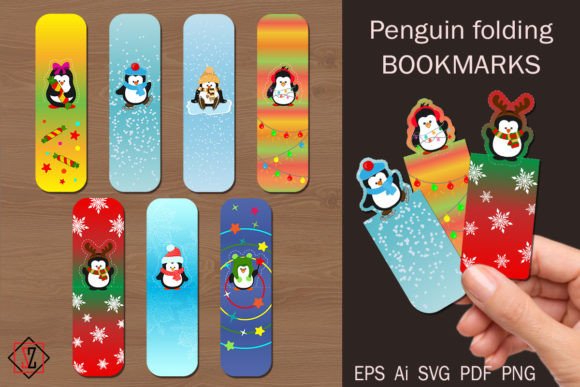 Folding Bookmarks with Penguins /Paper C Graphic Crafts By Светлана Зиновьева