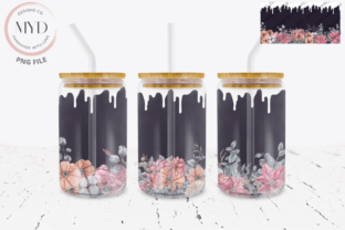 Glass Can 16oz Flowers Sublimation Wrap Graphic by MYD Designs Co ...