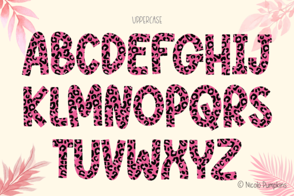 Leopard Dark Pink Font PNG with transparent background - Preview 2