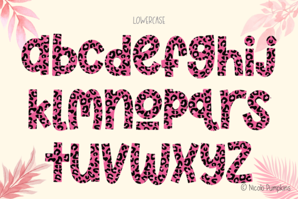 Leopard Dark Pink Font PNG with transparent background - Preview 1