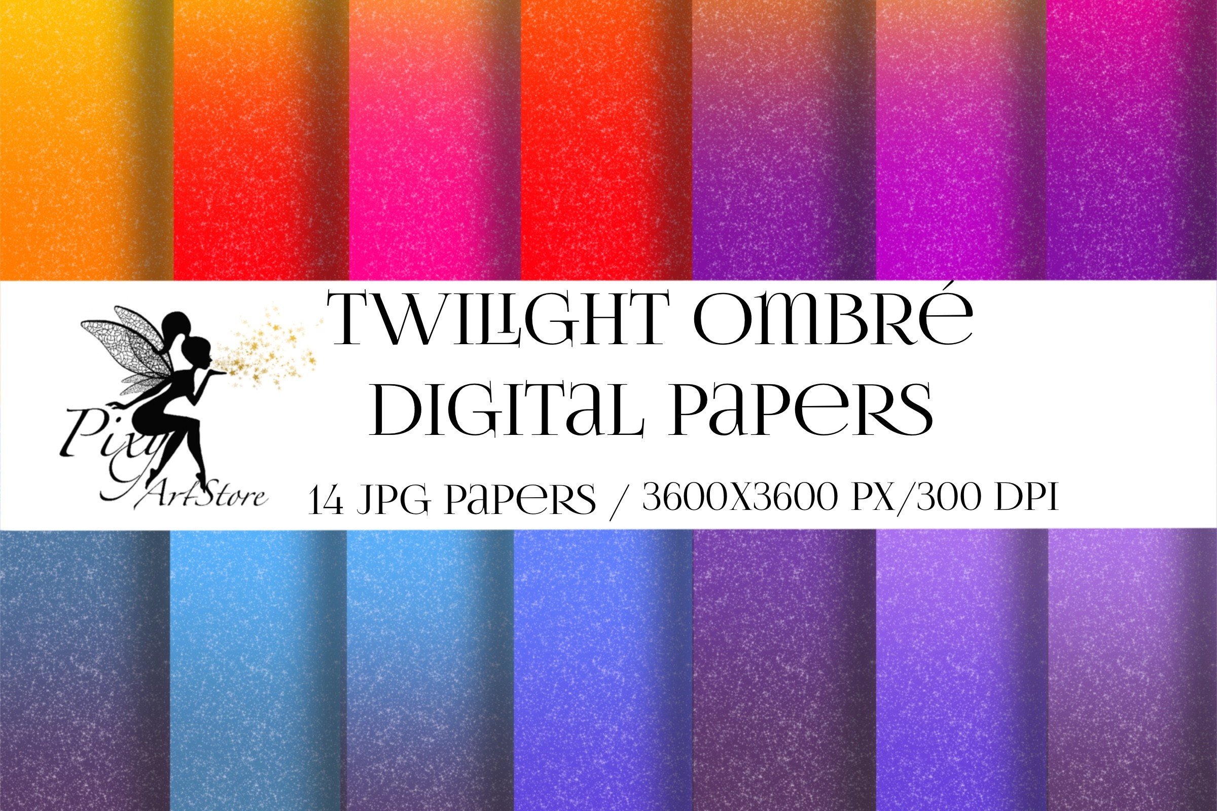 Twilight Ombre Digital Papers Graphic by Pixy Art Store · Creative Fabrica