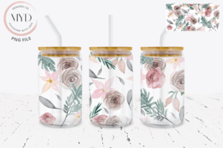 Glass Can 16oz Floral, Rose Sublimation Graphic by MYD Designs Co ...