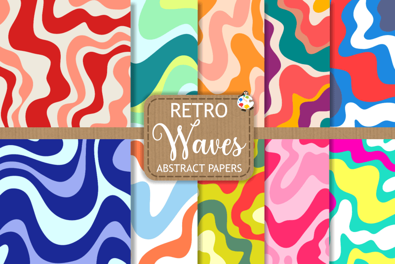 Retro Waves - Abstract Digital Papers