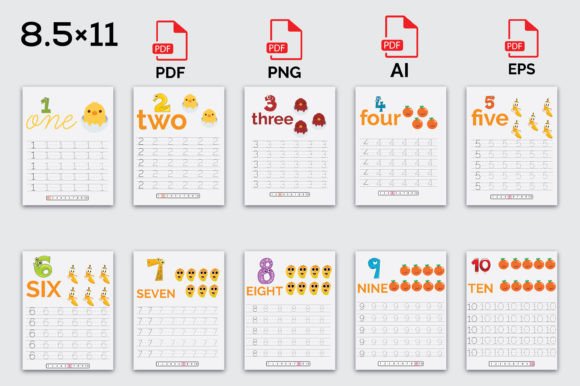 1-10 Number Tracing KDP Interior Graphic by kulsumbegum76 · Creative ...