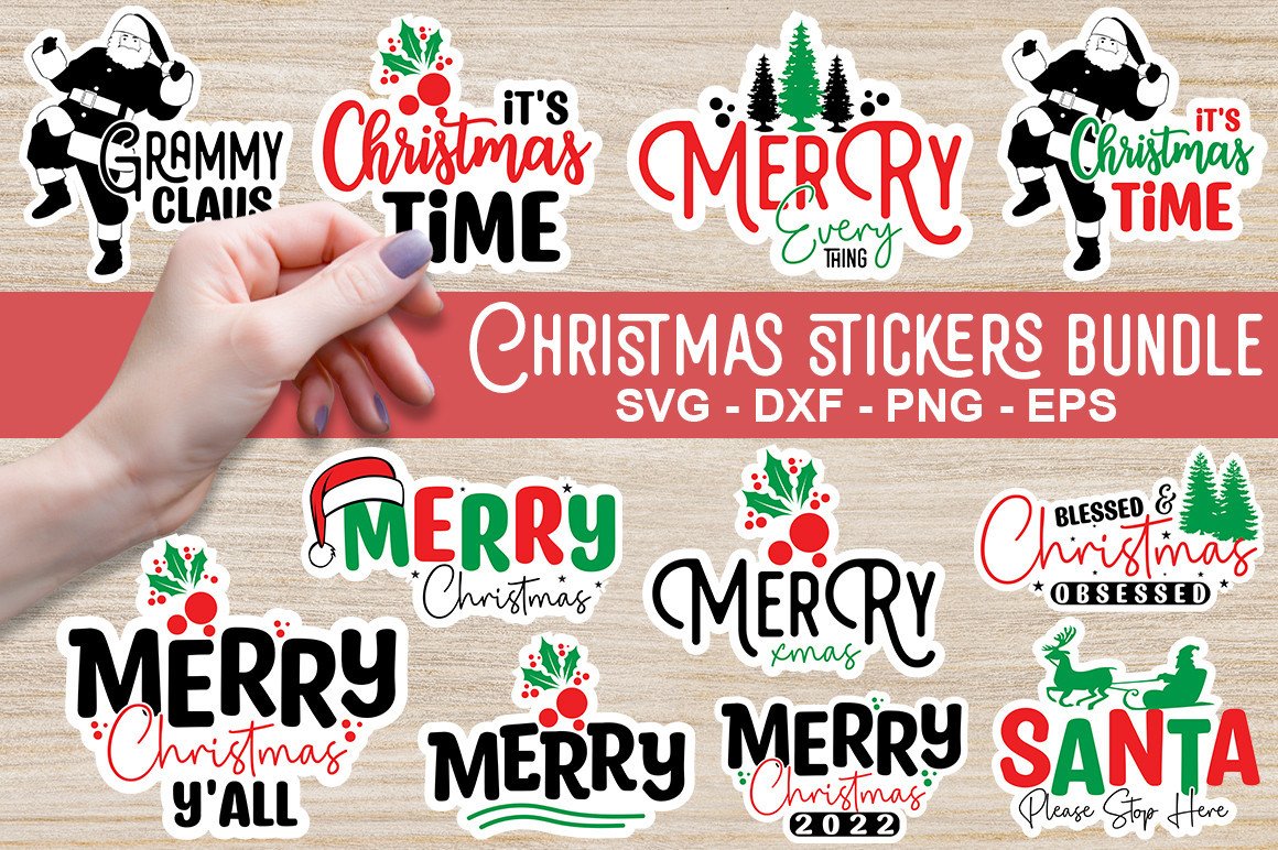 Christmas Stickers Bundle Graphic by Buysvgbundles · Creative Fabrica