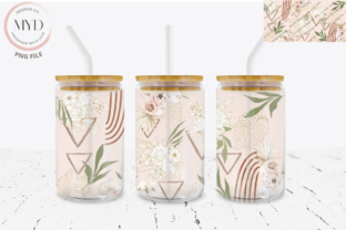 Glass Can 16oz Boho Floral Sublimation 1 Graphic by MYD Designs Co ...