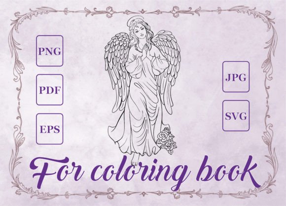 Holy Virgin Angel Adult Coloring Book Gráfico Páginas y libros de colorear para adultos Por Irish Solo