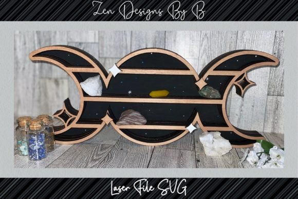 Triple Goddess Moon Crystal Shelf Laser Corte a Laser Por ZenDesignsByB