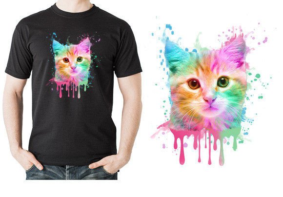 Watercolor Cat Graphic T-shirt Designs By ayman_colors