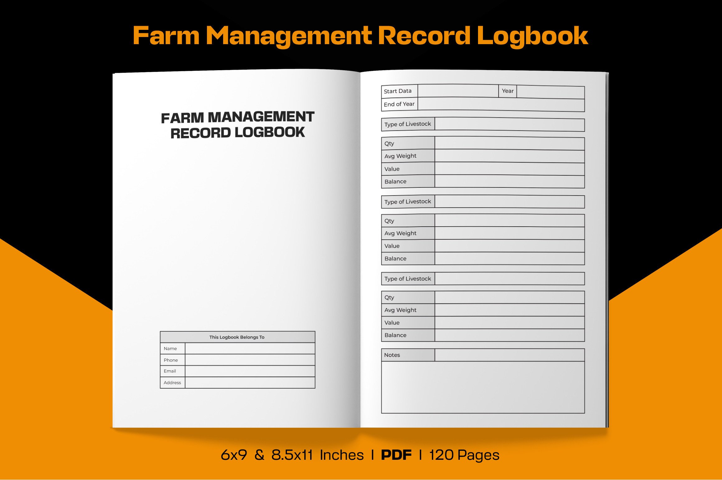 Farm Management Record Logbook Interior Graphic by Artivon · Creative ...
