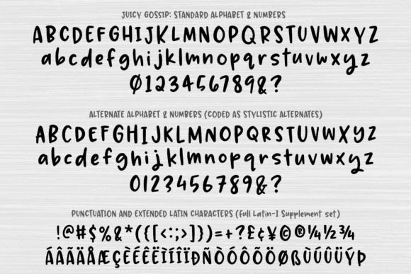 Juicy Gossip Font PNG with transparent background - Preview 1