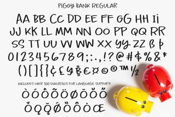 Piggy Bank Font PNG with transparent background - Preview 1