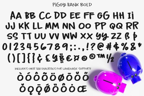 Piggy Bank Font PNG with transparent background - Preview 2