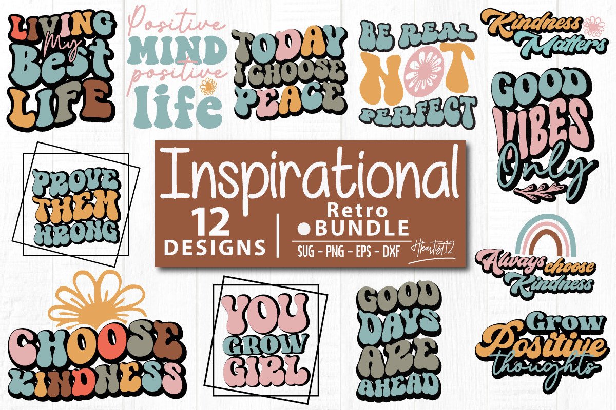 Retro Inspirational SVG Bundle. Graphic by Hkartist12 · Creative Fabrica