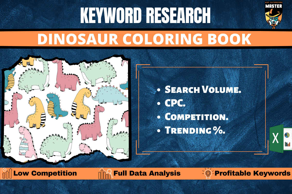 Dinosaur Coloring Book Keywords Graphic by KDP_Interiors_Master ...