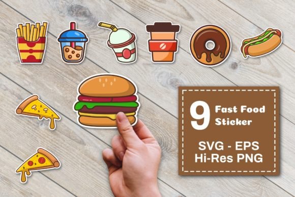 Fast Food Illustration Sticker Bundle