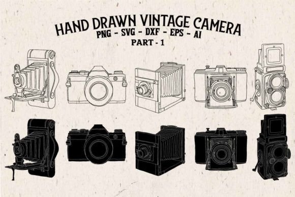 Hand Drawn Vintage Camera - Vector & PNG