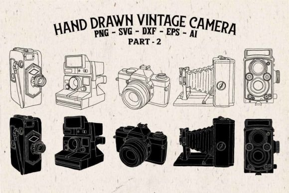 Hand Drawn Vintage Camera - Vector & PNG