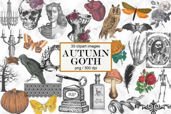 Vintage Autumn Goth Clipart