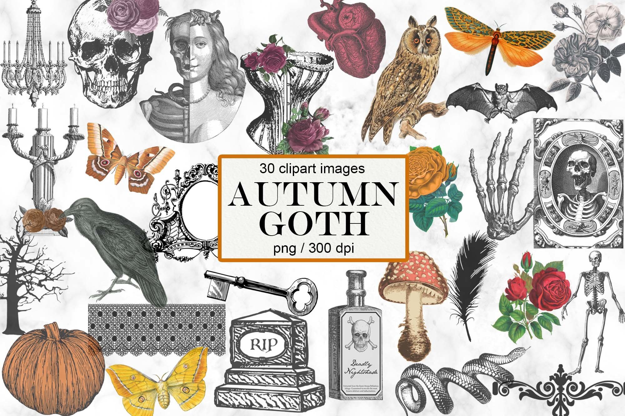 Vintage Autumn Goth Clipart