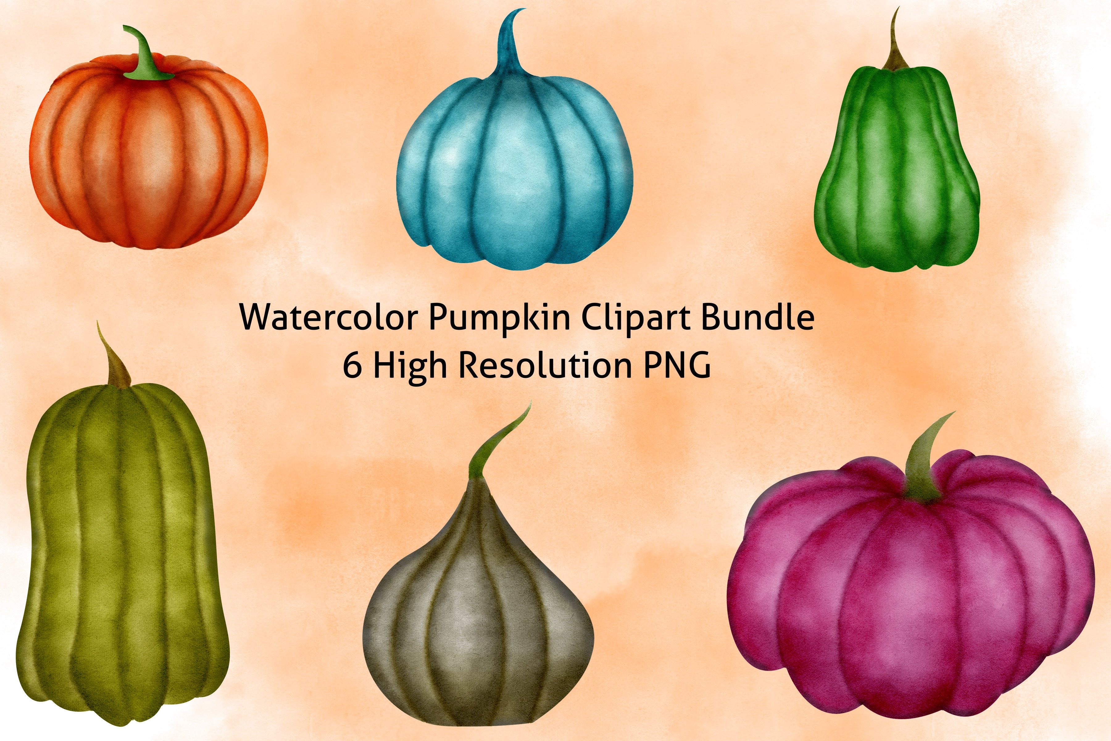 Watercolor Pumpkin Clipart Bundle PNG Graphic by Rextore · Creative Fabrica