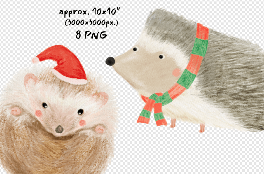 Cute Hedgehog Merry Christmas Cliparts - photo 2