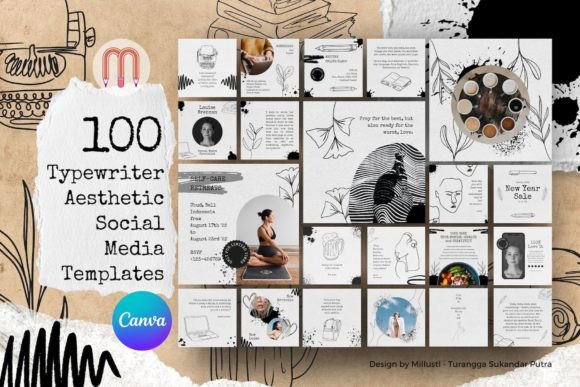 Typewriter Canva Instagram Template Graphics