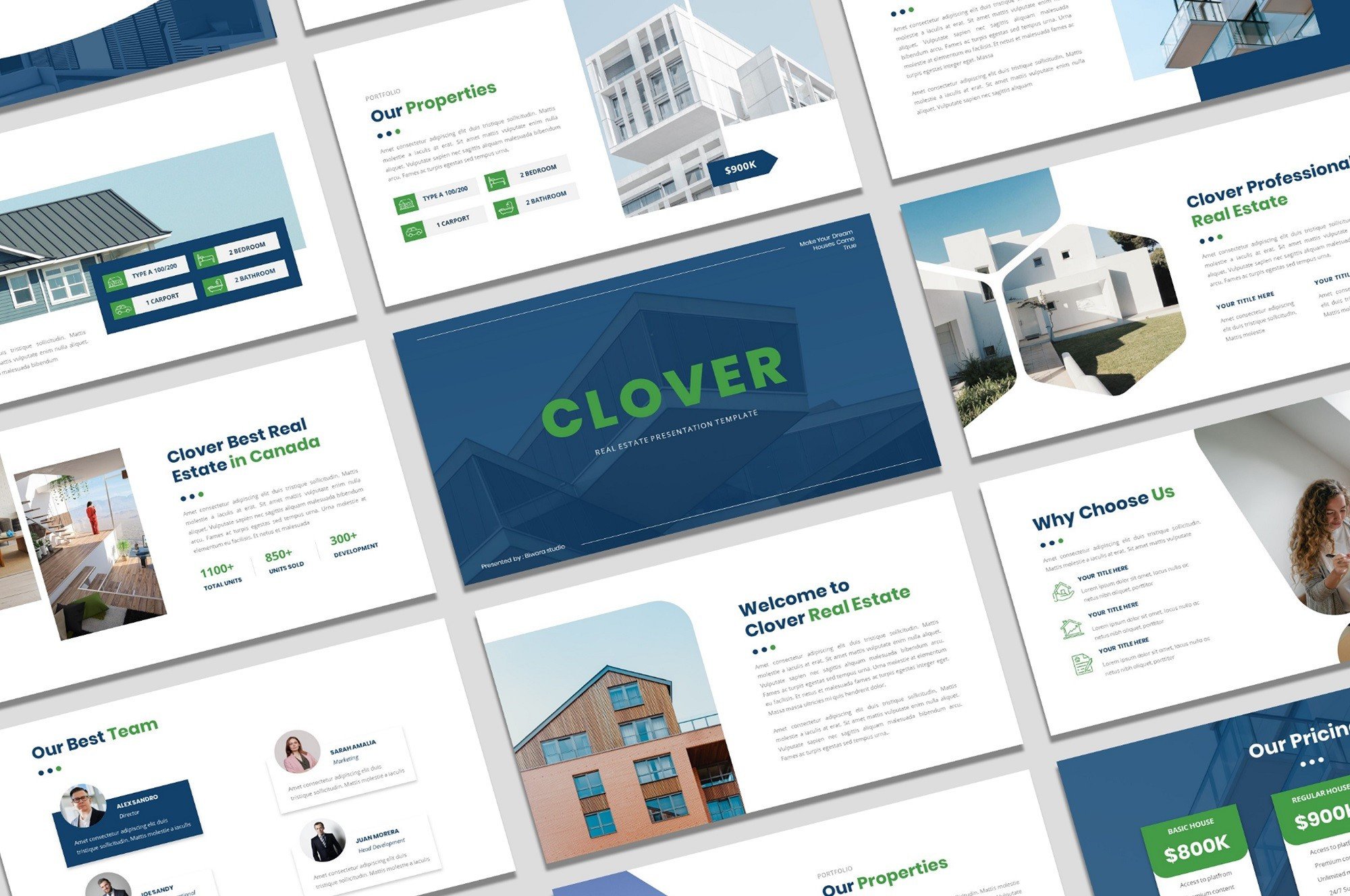 Plantilla de PowerPoint de Bienes Raíces Clover