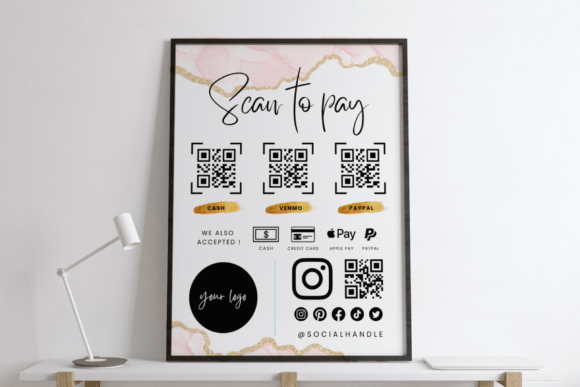 Pink Ink Canva Scan to Pay Template