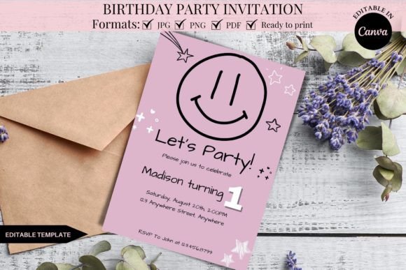Smile Face Birthday Invitation Template