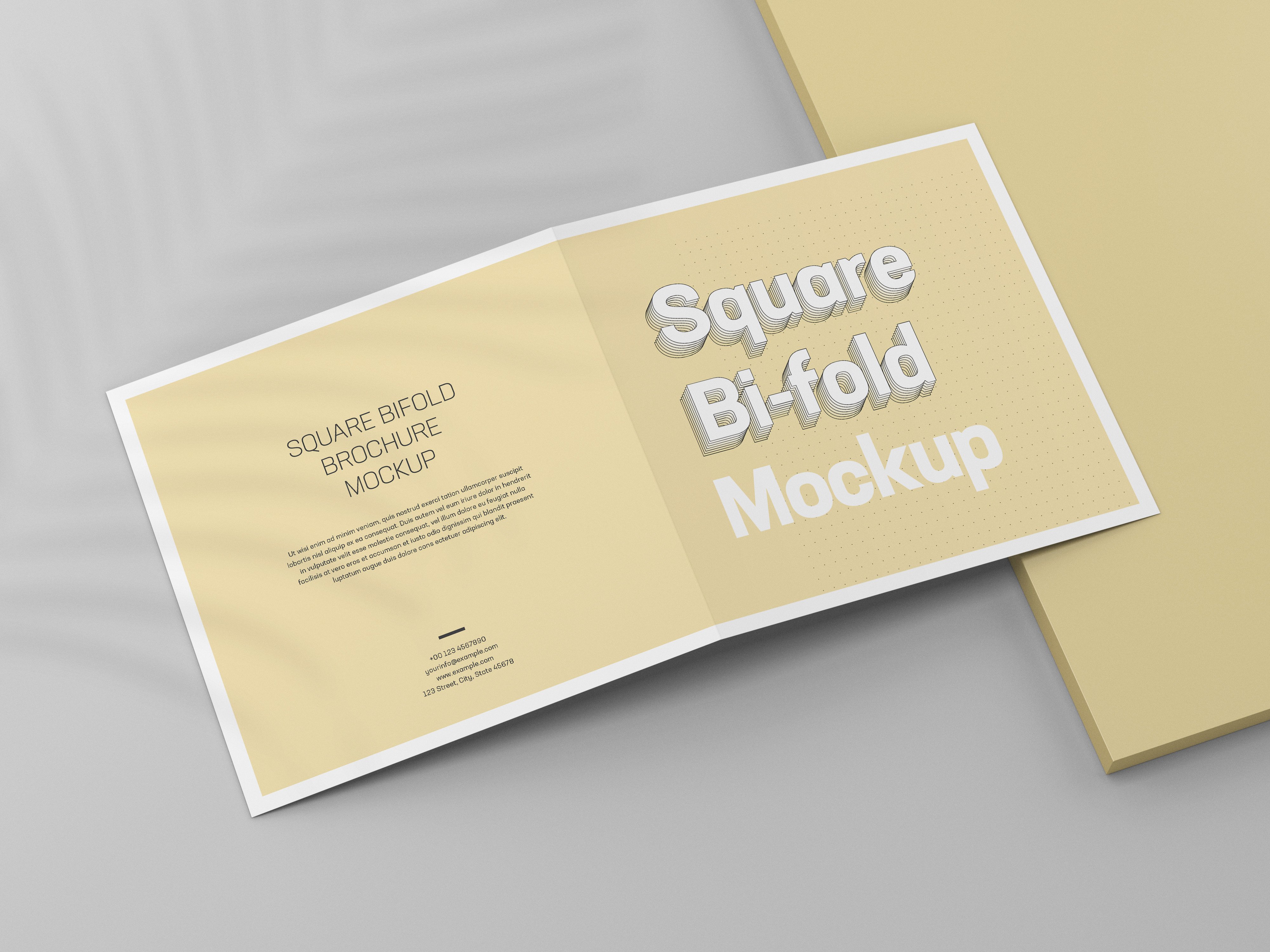 Square Bifold Brochure Mockup 02 Graphic by bourjart · Creative Fabrica