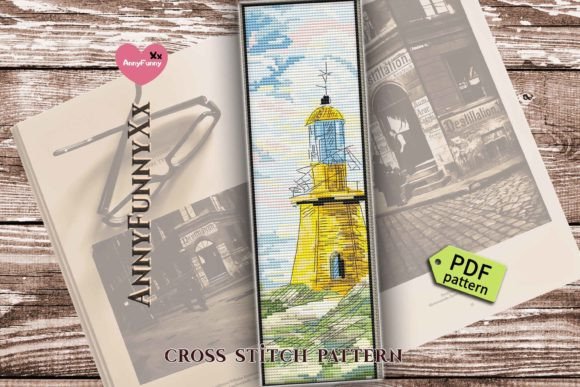 Yellow Lighthouse Bookmark Cross Stitch
