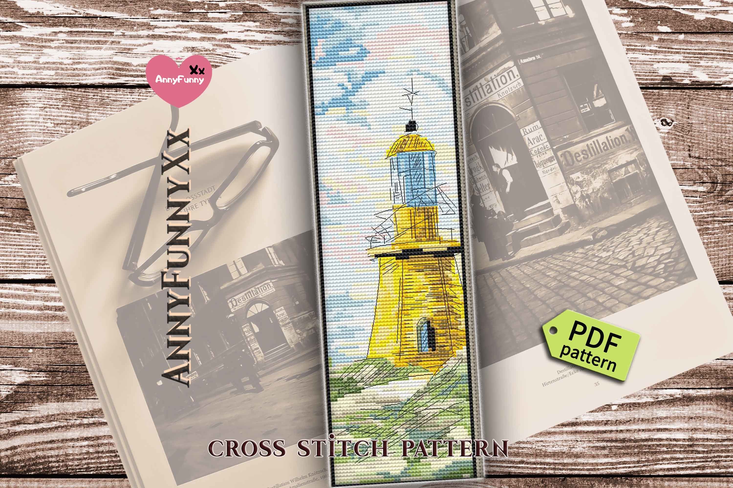 Yellow Lighthouse Bookmark Cross Stitch