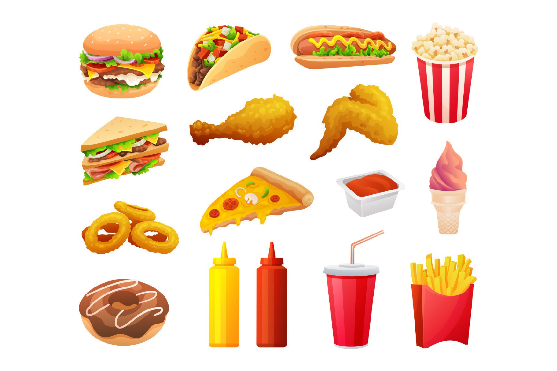 Fast Food Illustration Set