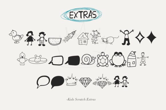 Kids Scratch Font PNG with transparent background - Preview 6