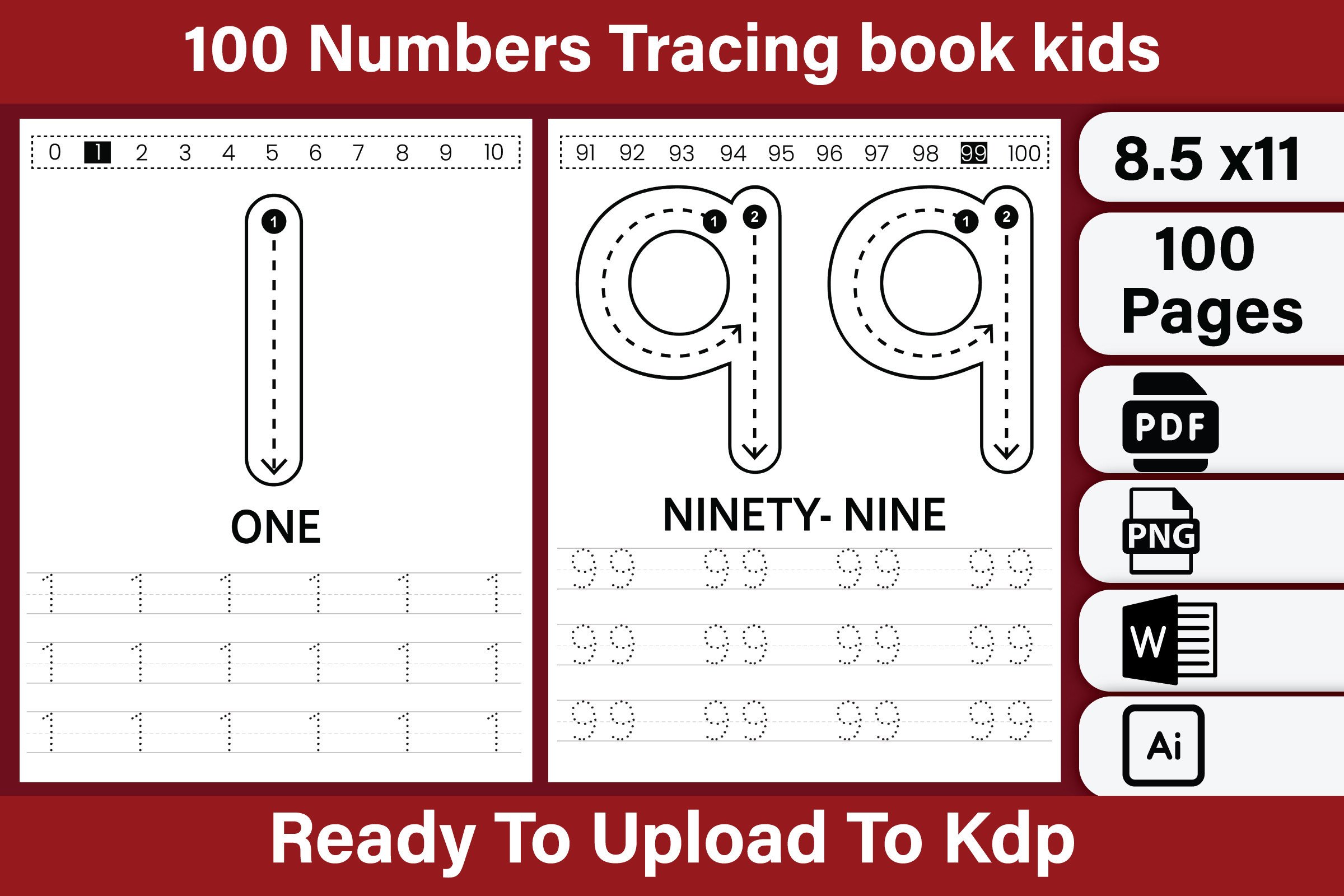 Numbers Tracing Book Graphic by kdpkawsarmia · Creative Fabrica