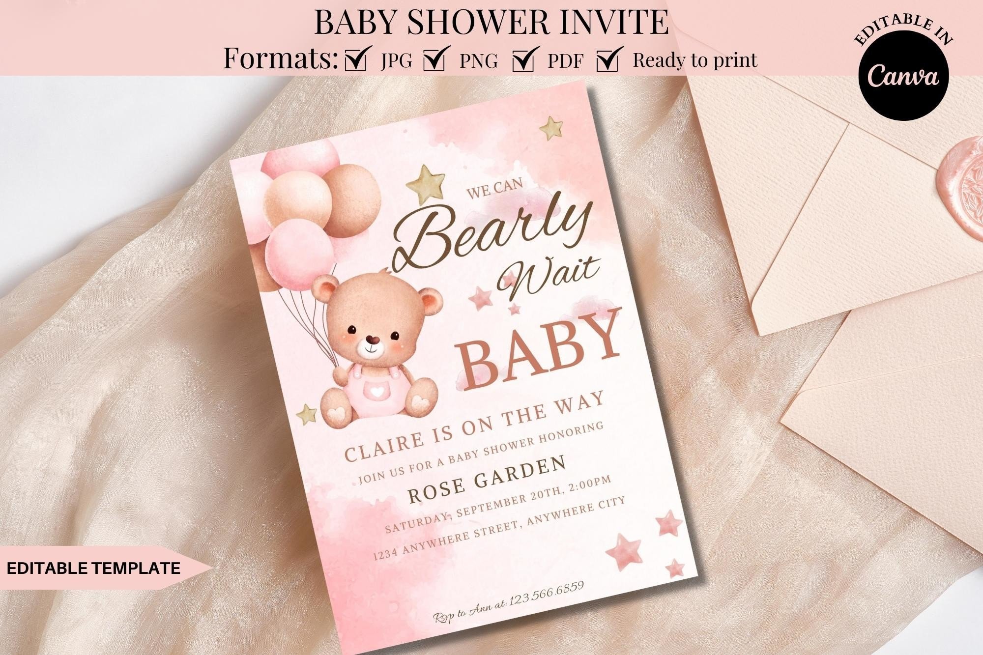 We Can Bearly Wait Baby Shower Invite