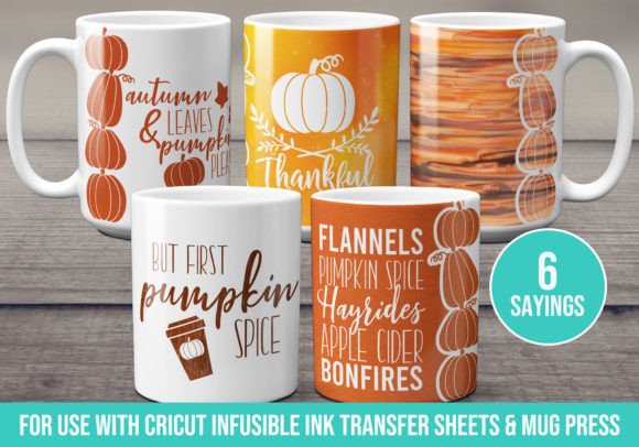 Autumn Pumpkin Border Fall Mug Wrap Svg Graphics