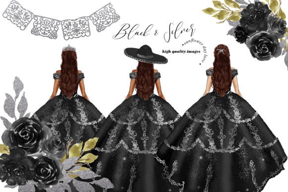 Black & Silver Princess Dresses Clipart Graphic by SunflowerLove Creative Fabrica Black & Silver Princess Dresses Clipart Graphic by SunflowerLove Creative Fabrica