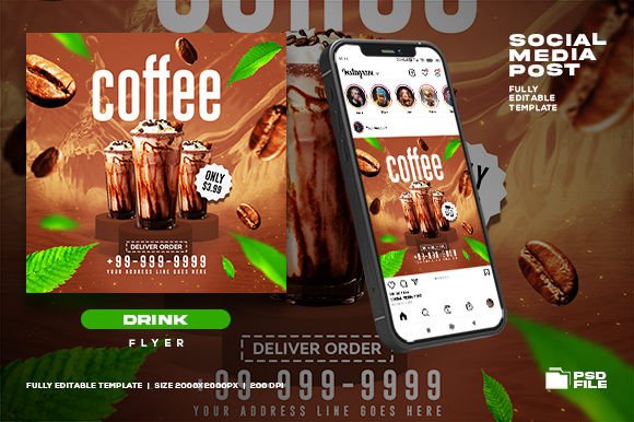 Preview of Food and Restaurant Social Media Post Te food social media design template