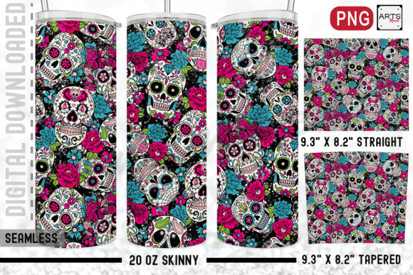 Pink Sugar Skull 20oz Sublimation Design
