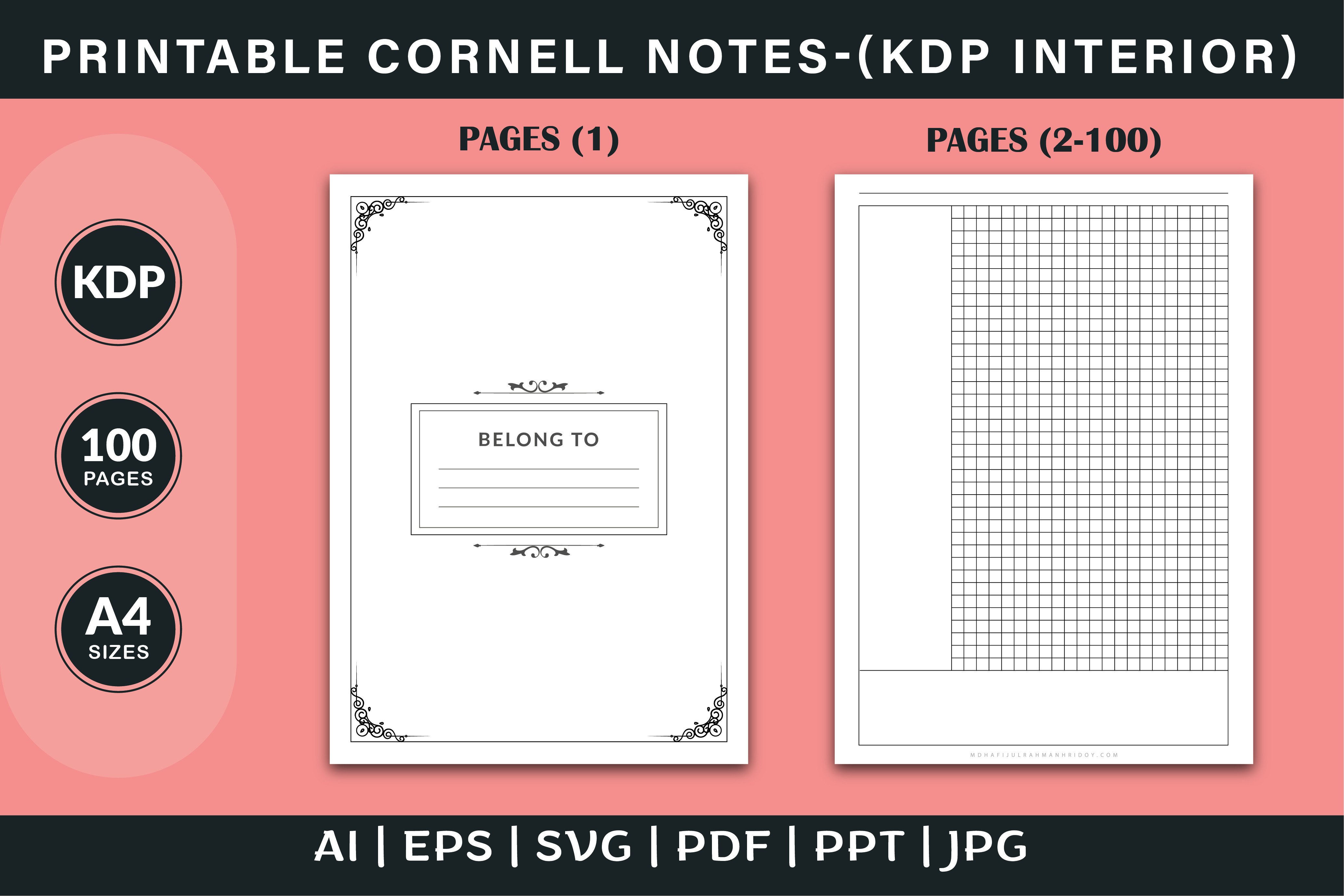 Printable Cornell Notes Graphic by Finer Designers · Creative Fabrica