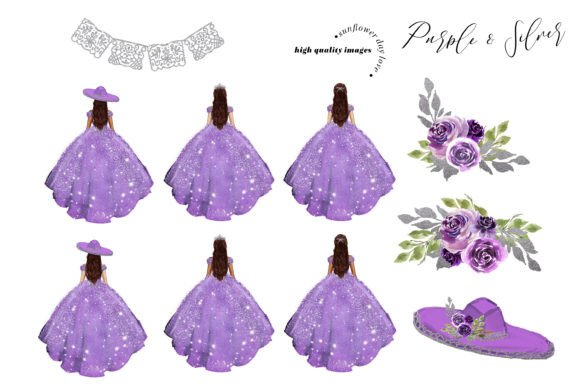 purple princess dress clipart Purple & Silver Princess Dress Clipart Graphic by SunflowerLove · Creative  Fabrica