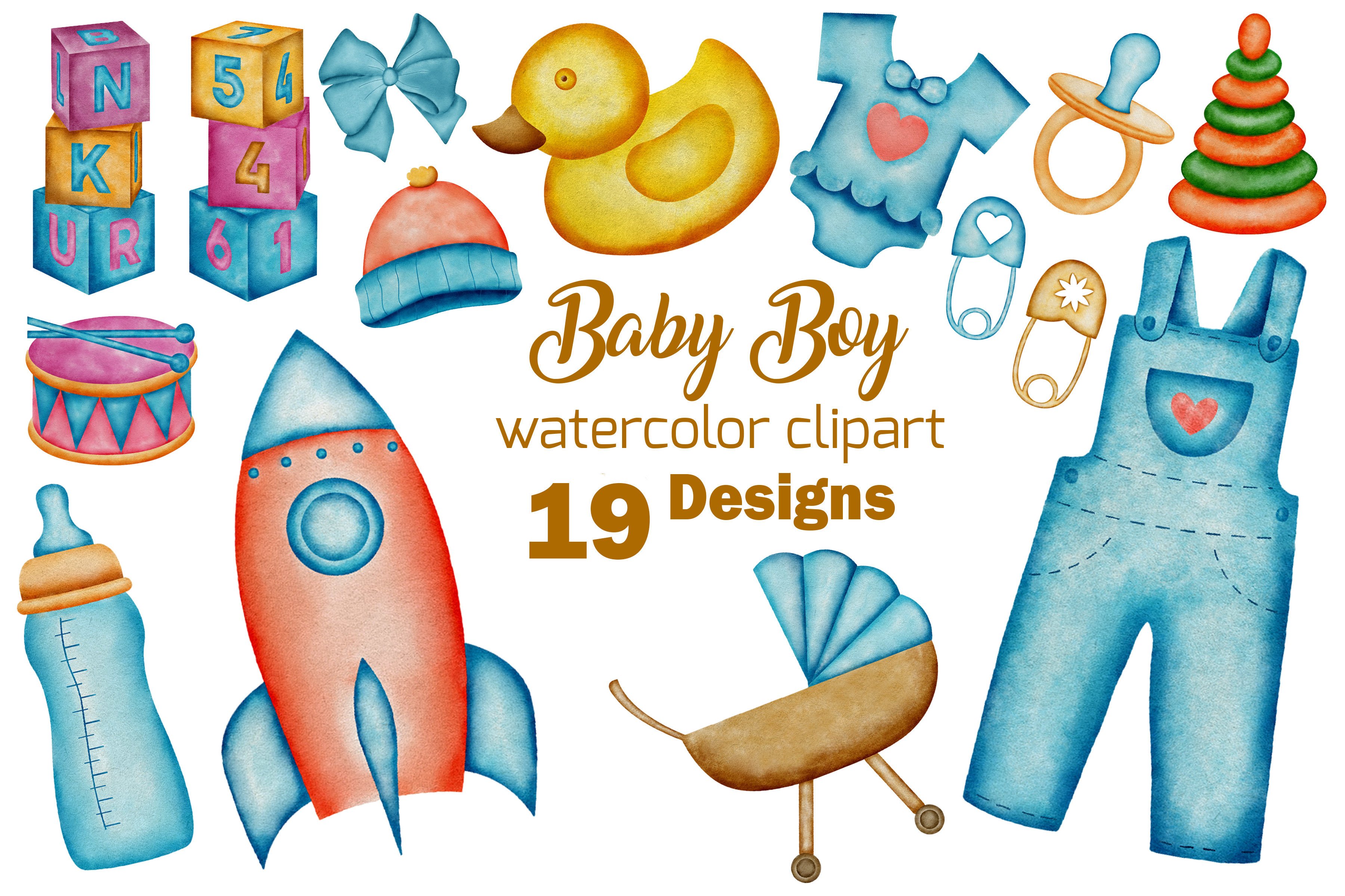 Watercolor Baby Boy Clipart Toys Vol-1 - photo 1