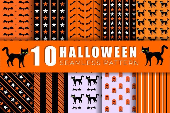 Halloween Digital Paper Pattern Bundle Graphic by graphicstockbd ...