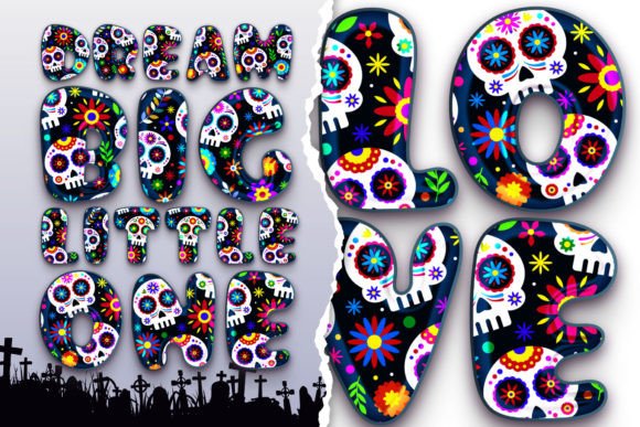 Skull Party Font PNG with transparent background - Preview 2
