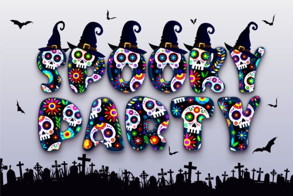 Skull Party Font PNG with transparent background - Preview 3