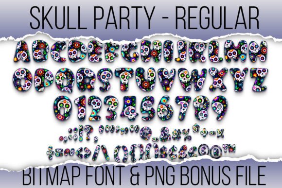 Skull Party Font PNG with transparent background - Preview 4