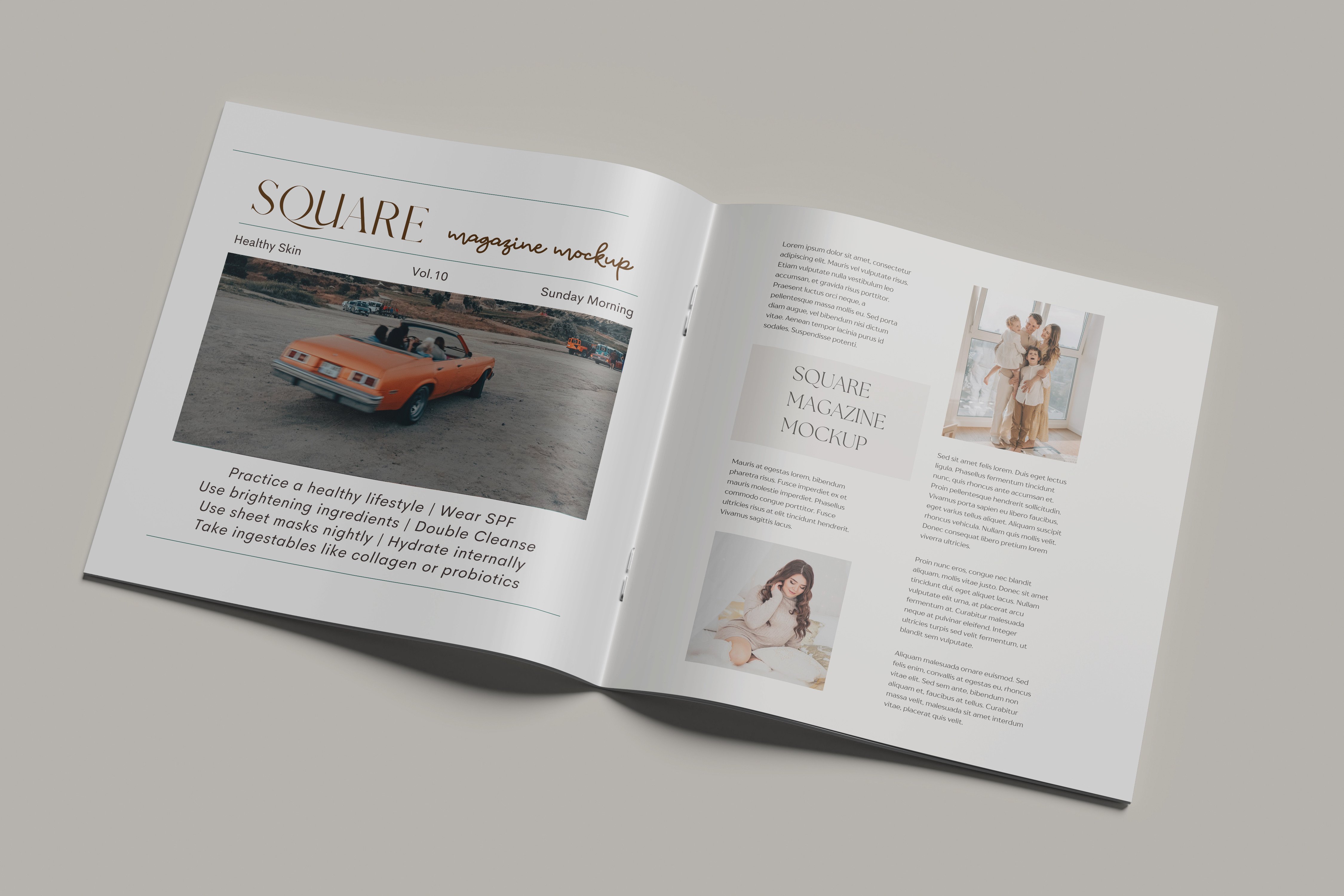 Square Magazine Mockup Scene 02 Graphic by bimockups · Creative Fabrica